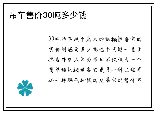 吊车售价30吨多少钱